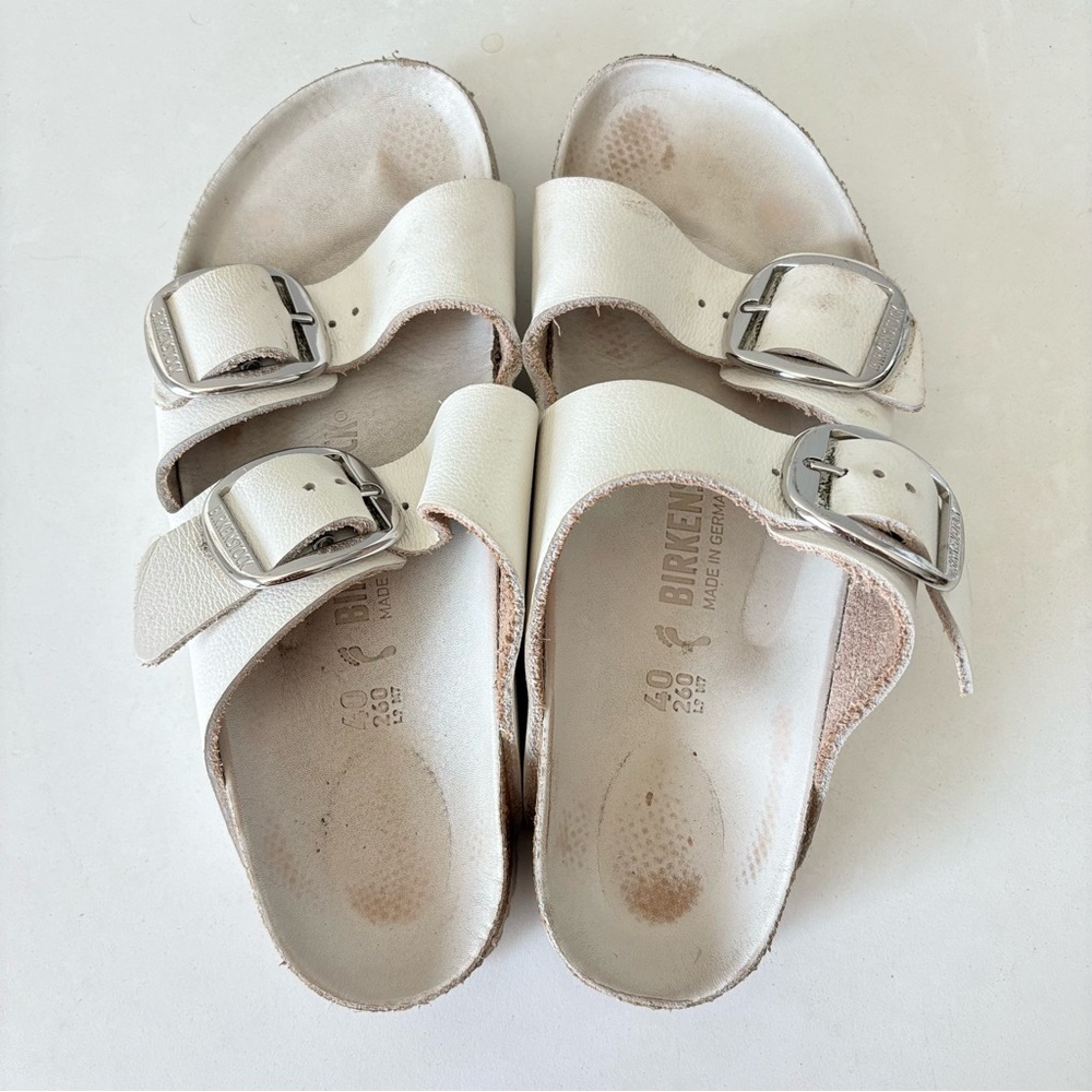 Birkenstock Slip-on Sandals White Two Strap Woman’s 40 US Size 9 / 9.5